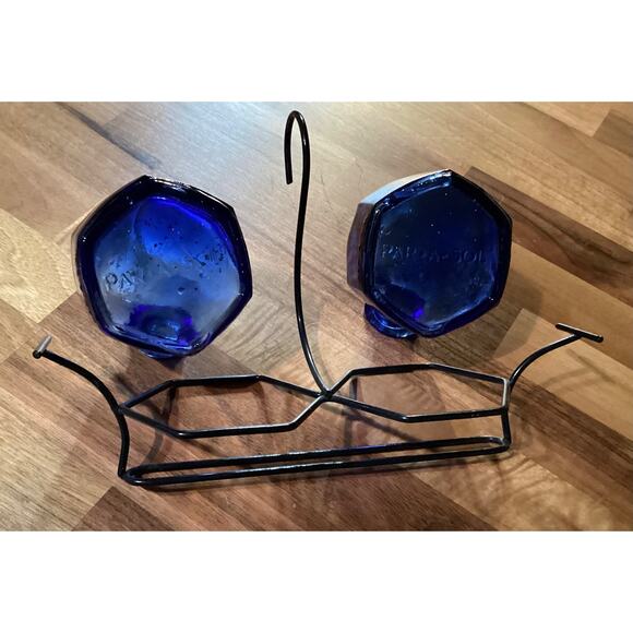 Hummingbird Feeder Par-A-Sol Parasol Bouquet Hand Blown Glass 2 Blue Vintage - Picture 10 of 10